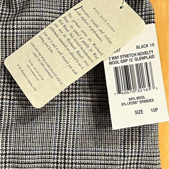 NWT Rafaella Petites Glen Plaid Woolmark Stretch Dress Pants Gray 10P Workwear - Picture 7 of 13